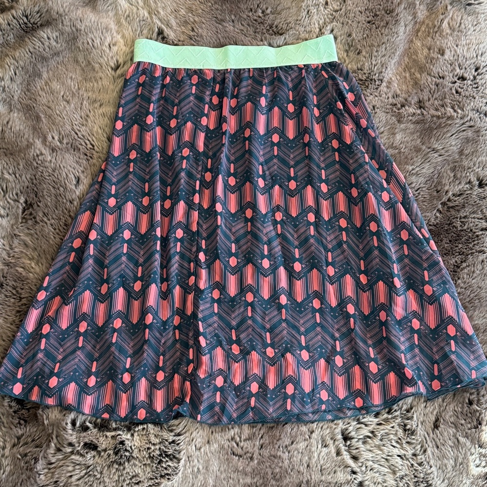 LuLaRoe Chevron Skirt - Pink Navy and Green